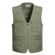 

6 Colors Large Size Work Vest Mens Fishing Camping Quick-Drying Sleeveless Jacket Outdoor Male Waistcoats with Many Multi