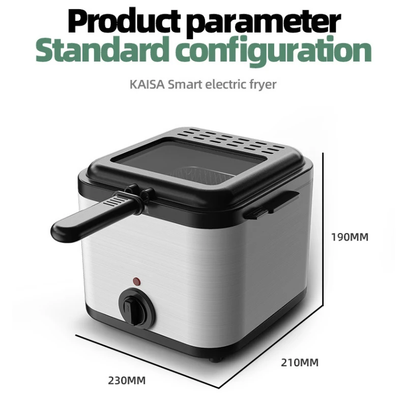 220V/1000W Integrated Self-heating Electric Fryer French Fries Machine You Tiao Machine 2.5L Household Stainless Steel Fryer