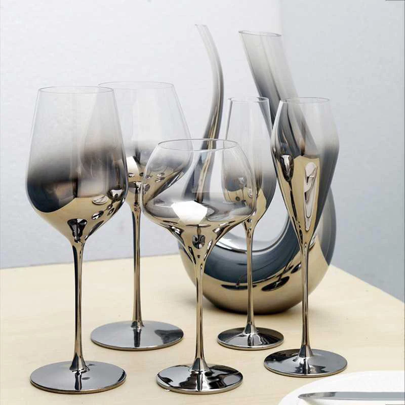 Высококачественный гальванический красный бокал для вина, кружка серый стеклянный бокал чашки хрустальные бокалы шампанского отель посуда для вечеринки свадебный подарок