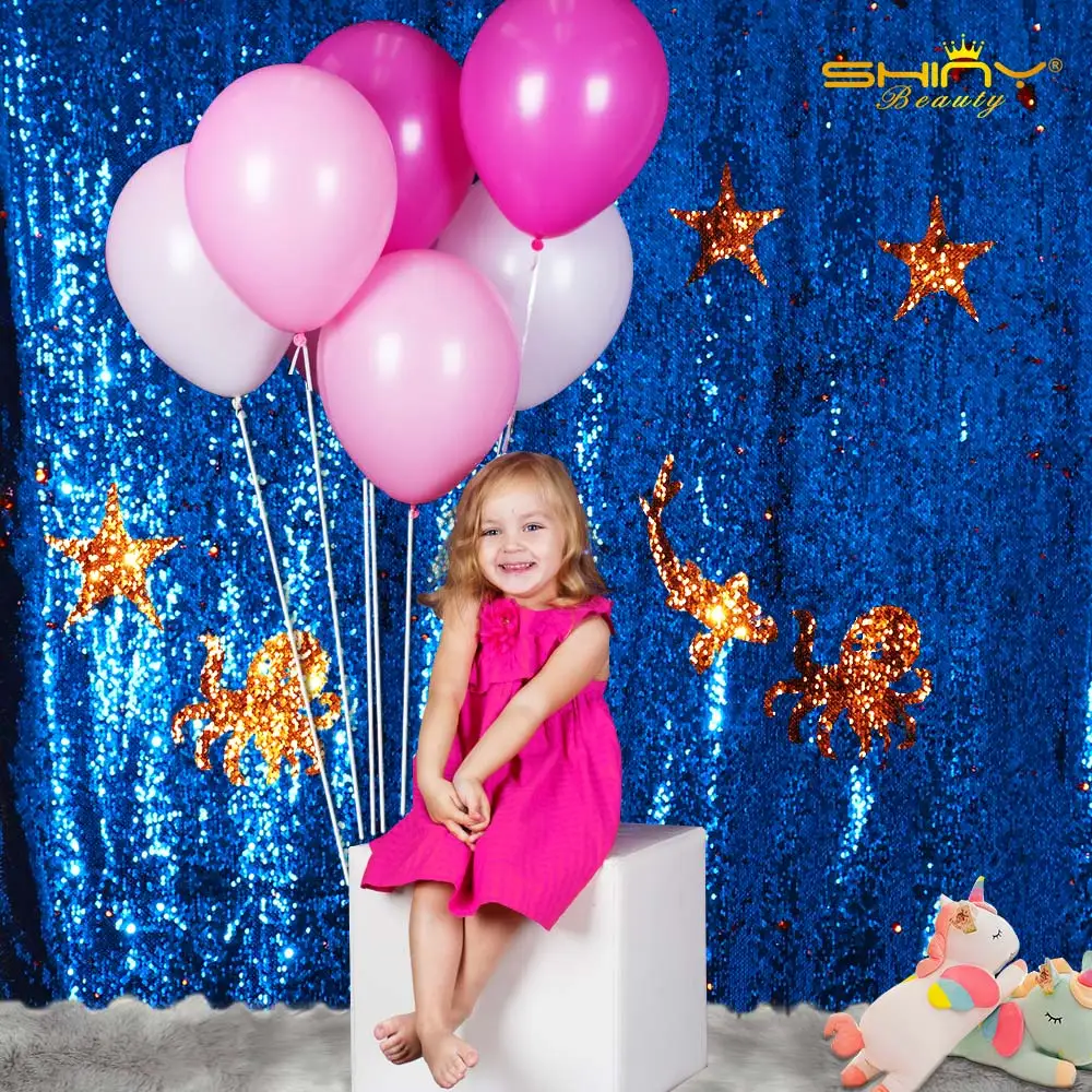 

Sequin Photography Backdrop Curtain Royal Blue with Non-Transparent Backing 1 Panels for Party Decoration Sequin Backdrops-M0115