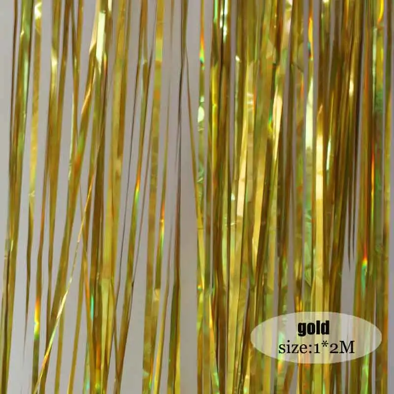 2 м золото розовое золото радуга блесток фон фольга бахрома занавеска с блестками день рождения дождь для украшения для девочек взрослых юбилей - Цвет: laser gold