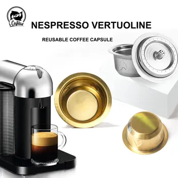 

230ML Gold Coffee Capusle for Nespresso Vertuo Coffee Maker Stainless Steel Reusable Coffee Filter Pod Crema Espresso Cup
