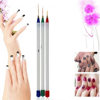 

3Pcs Nail Art Liner Painting Pen 3D DIY Tips Nail Art Brush Drawing Kit Flower Design Stripes Lines Manicure Tool Accessories