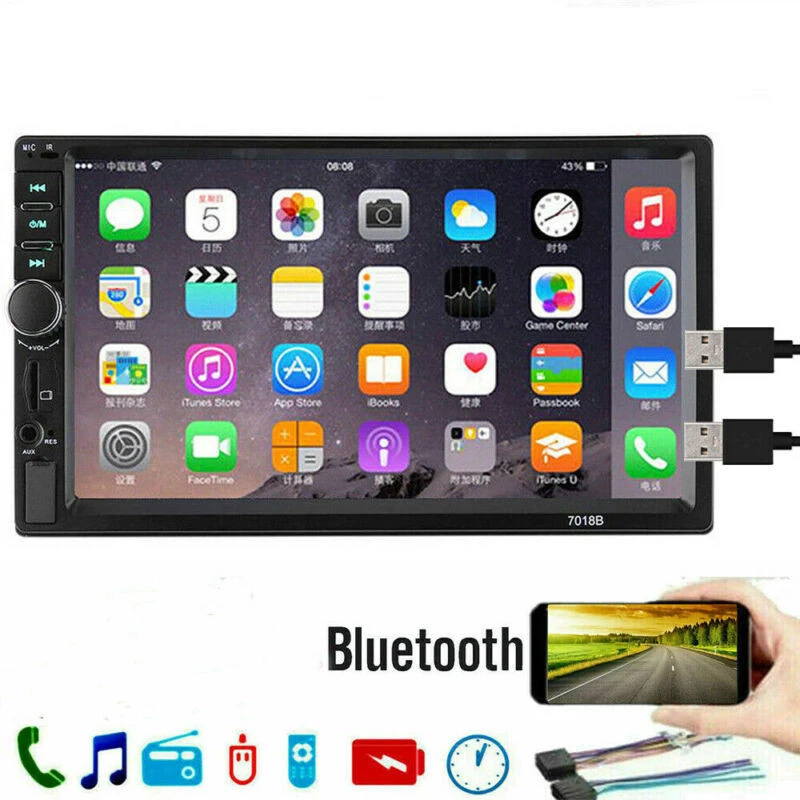 Автомагнитола 2 Din 7-дюймовый сенсорный экран FM Bluetooth радио аудио стерео видео
