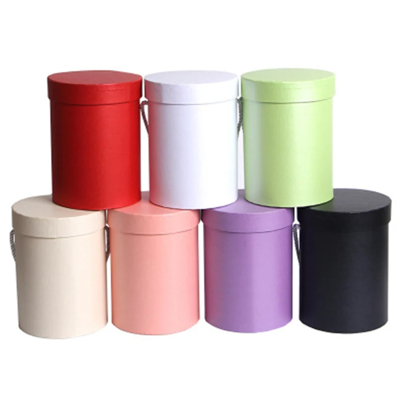 

3pcs Round Flower Paper Boxes Lid Hug Florist Flower Bucket Gift Packaging Box Gift Candy Bar Party Wedding Gift Storage Boxes