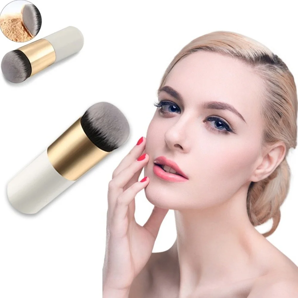 1PCS Small Fat Pier Foundation Brush Base Portable BB Cream Makeup Ultra-Fine Round Flat Hair Thick Tube Make-up | Красота и здоровье