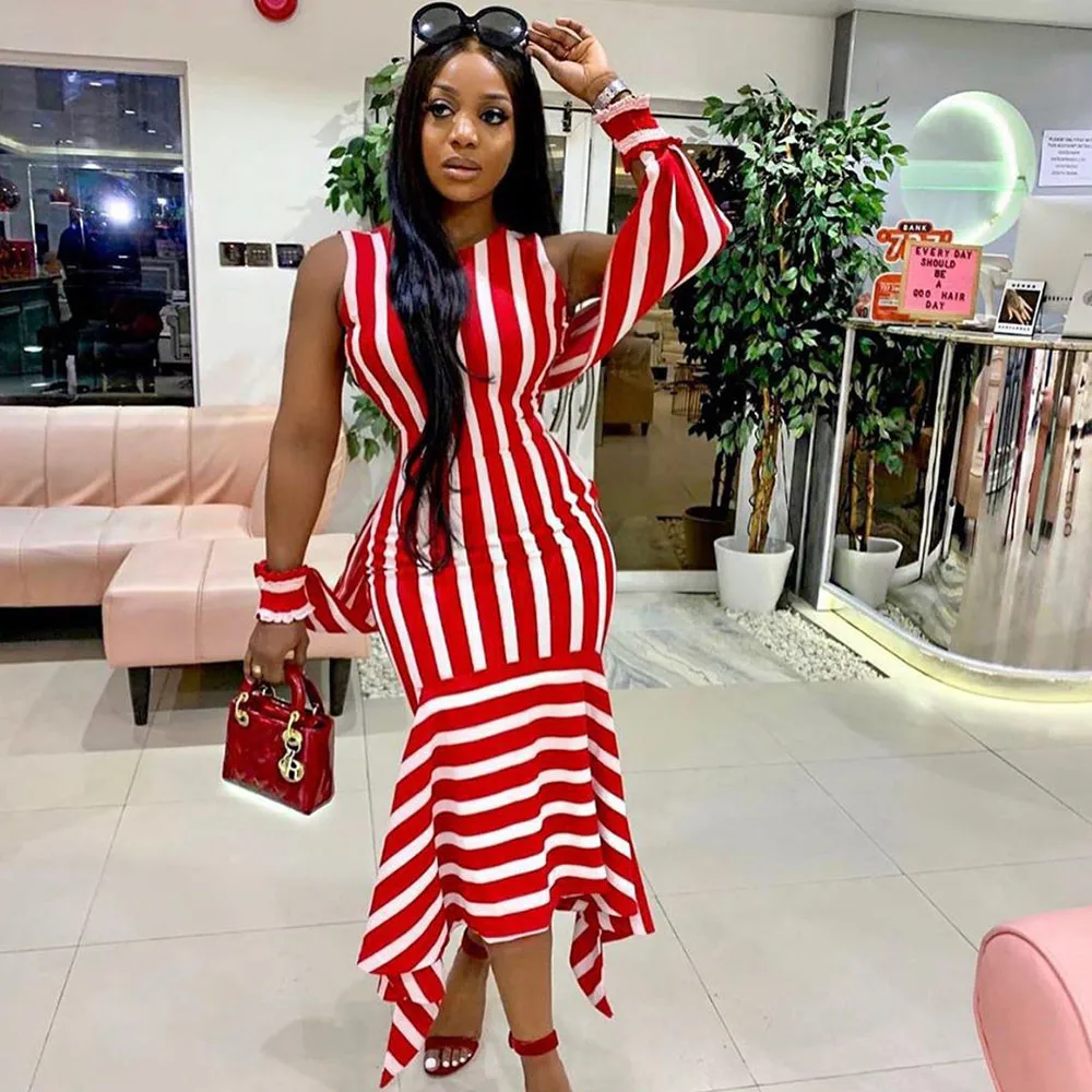 striped bodycon maxi dress