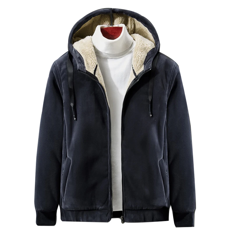 Greatest  2019 Winter New Soft Velvet Men's Hooded Fleece Warm Jackets Thicken Casual Thermal Coat Big Size 4