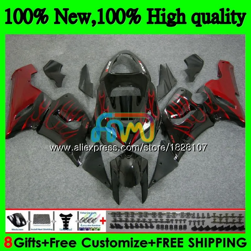 Красный Пламя тюнинг-пакет для KAWASAKI ZX 6R 600CC 6 R ZX636 ZX-636 600 CC ZX-6R 11BS. 20 ZX600 ZX 636 ZX6R 05 06 2005 2006 обтекатели - Цвет: No. 1