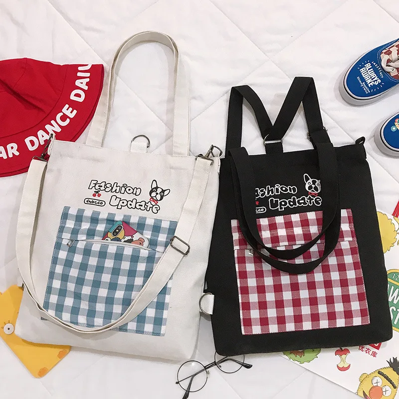 

New Canvas Bag Reusable Shopping Bag Large Folding Tote Eco Foldable Cotton Bags Canvas Handbag Cartoon Shopping Bag