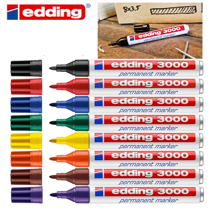 1pcs Edding3000 Paint Marker Permanent Marker Pens 1.5-3mm Quick Dry Oil Paint Pens Glass Fabric CD Tires Metal Wood Refill Ink