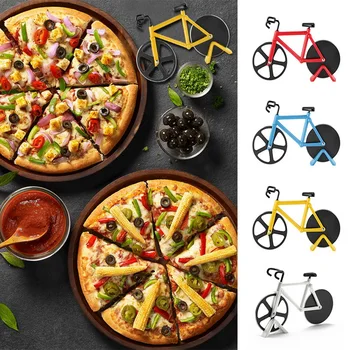 

New Type Of Stainless Steel Pizza Cutter Two-wheeled Bicycle Shape Design Pizza Cutter Pizza Tool Bicycle Round Pizza Cutter