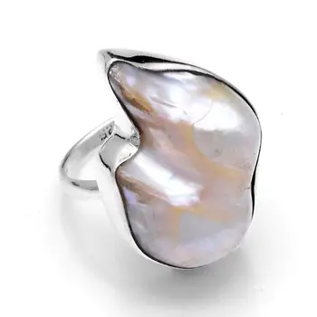 

Genuine Biwa Pearl Ring 925 Sterling Silver, USA Size : 6.5, 2SR573