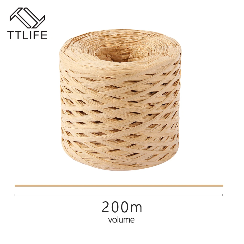Raffia Paper Ribbon 200 Meters Craft Natural Wrapping Paper Twine Rope Gift Packing Ribbon for Easter Party Wedding Decoration Raffia Paper Ribbon 200 Meters Craft Natural Wrapping Paper Twine Rope Gift Packing Ribbon for Easter Party Wedding Decoration