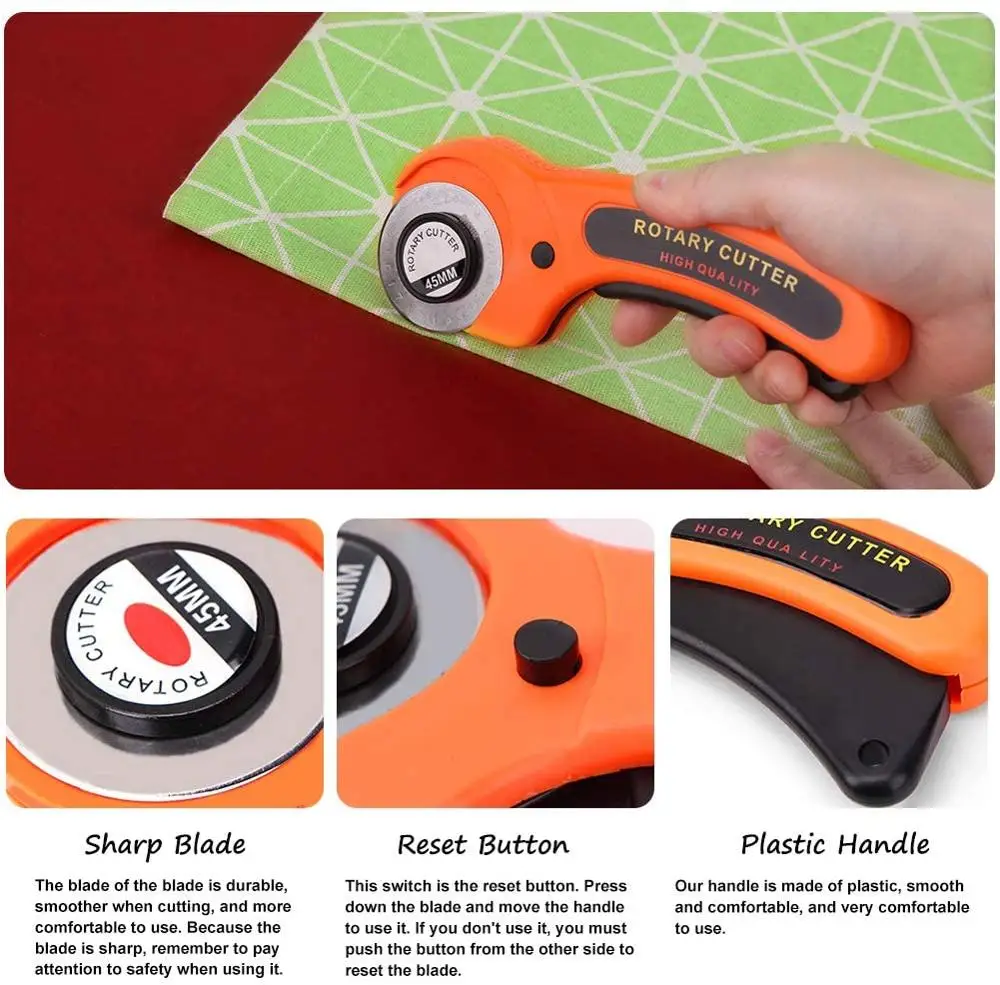 MIUSIE Fabric Bias Tape Makers Kit with Rotary Cutter, Sewing Clips, Sewing Machine Presser Foot, Rotary Cutter for Fabric-3