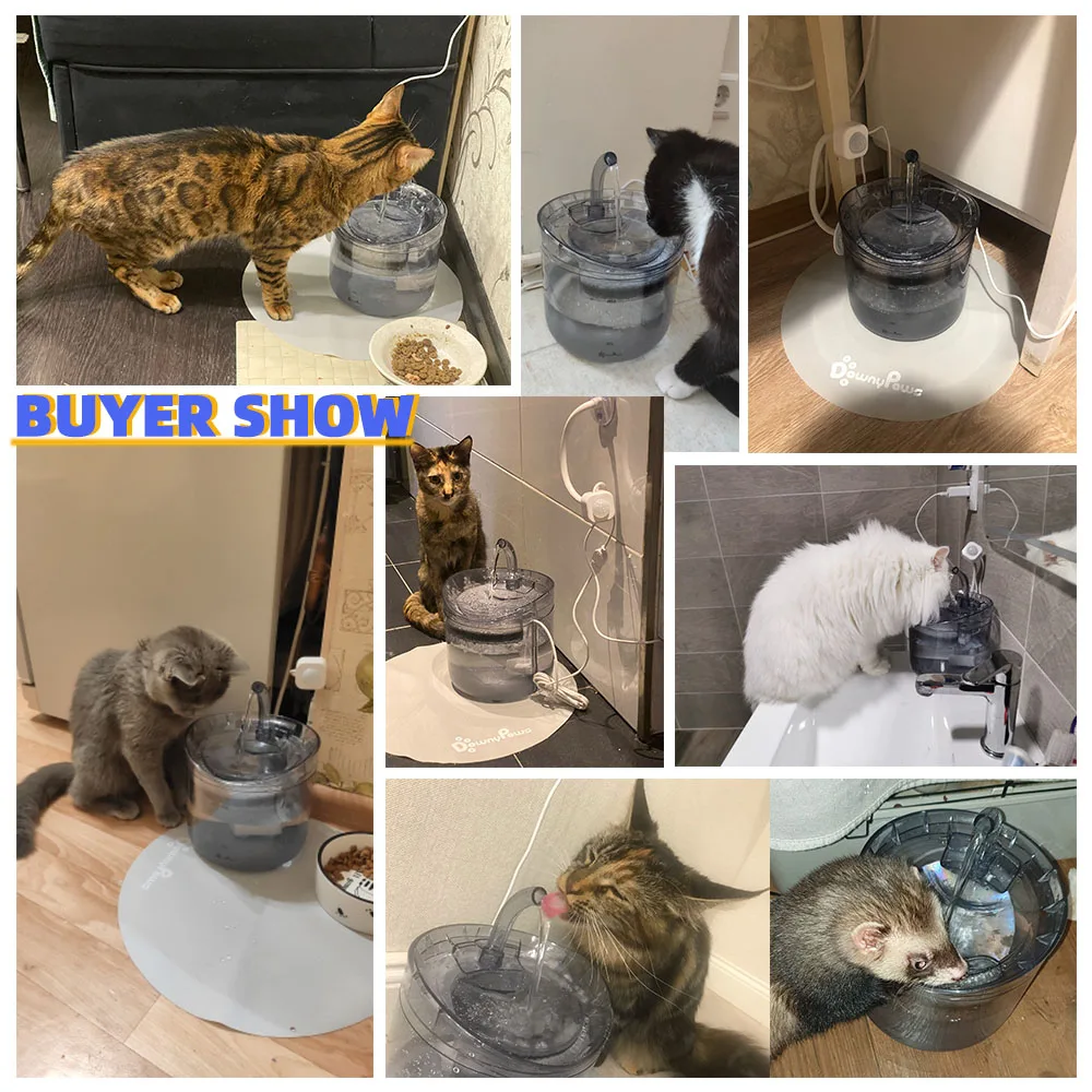 DownyPaws 2L Automatic Cat Water Fountain With Faucet Dog Water Dispenser Transparent Filter Drinker Pet Sensor Drinking Feeder