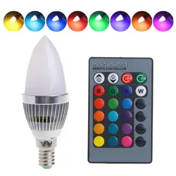E12 3W RGB светодиодный светильник 15 цветов с возможностью изменения свечей лампа с пультом дистанционного управления AC85-265V E65B