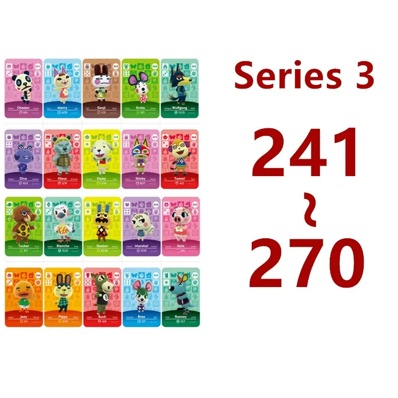 

Animal Crossing Amiibo Card Work For Switch NS Games 3DS Ntag215 Amiibo Cards Series 3 (241 to 270)