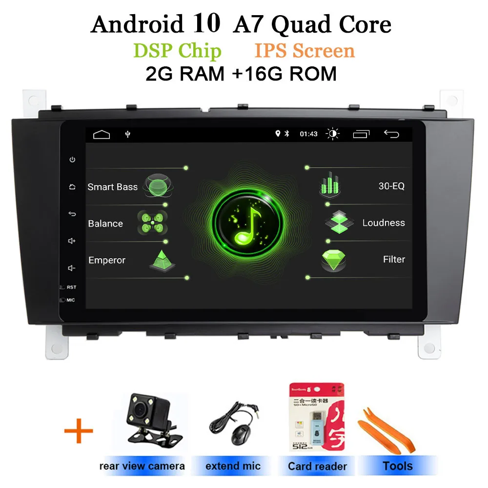 2G-Rear camera DSP ips Android 10 автомобильный стерео радио для Mercedes/Benz W203 W209 C180 C200 C220 C230 C240 C250, " gps автомобильный головное устройство плеер - Цвет: 2G-Rear camera