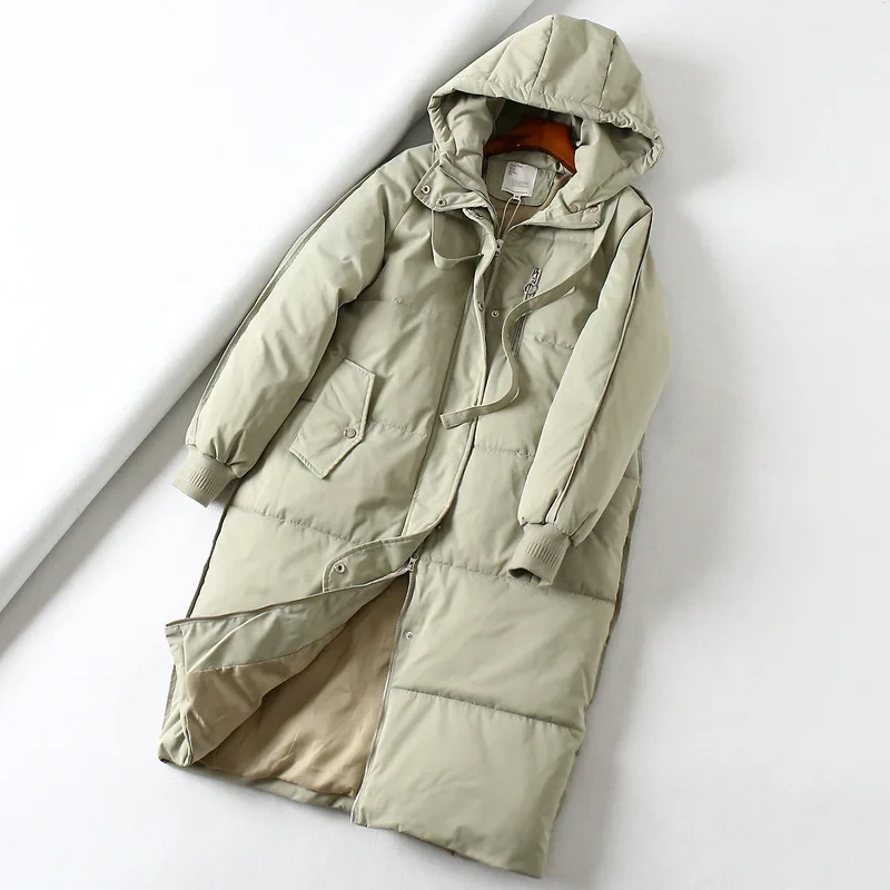 

WOMEN'S Dress Big Goods Winter Style Korean-style Loose-Fit Solid Color Mid-length Thick Warm Hooded Cotton-padded Clothes Cotto