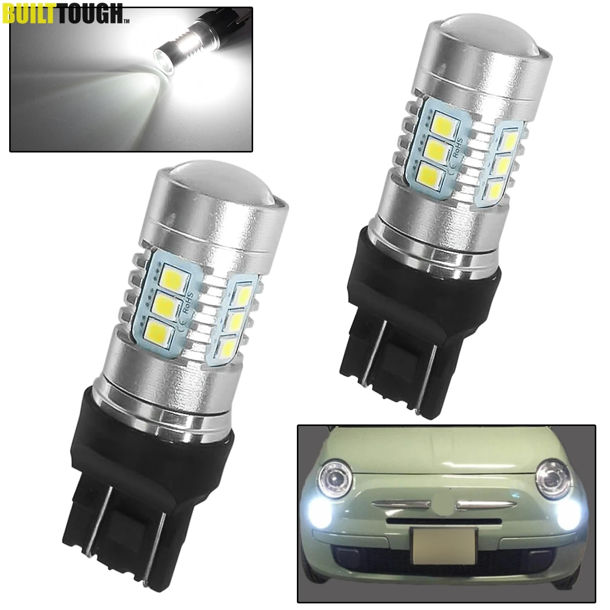 2x Led Daytime Running Light Car Bulbs Drl Canbus No Error For Fiat 500 2007 2008 2009 2010 2011 2012 - On White 6000k - Signal Lamp - AliExpress