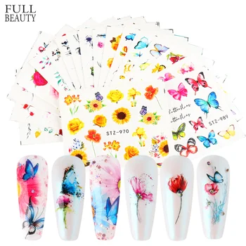 

Butterfly Nail Sticker Set Flower Rose Water Transfer Slider Floral Manicure Decals Summer Nail Art Decor Foil CHSTZ970-993-1