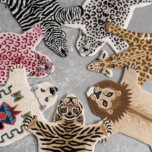 Домашний ковер ручной работы из 80% шерсти с изображением животных, тигра, леопарда, ручной работы, 20% хлопок, для гостиной, дивана, спальни, прикроватный коврик для детей