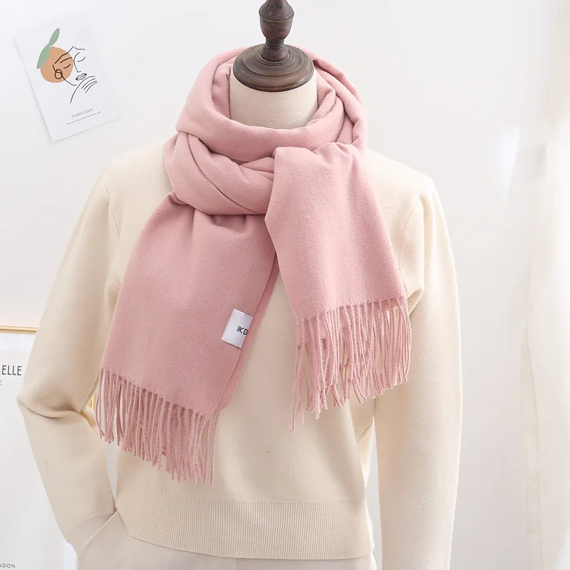 

Scarf Solid Color Scarf Female Winter Long Shawl Thickened Imitation Cashmere Double-sided Lovely Girl Korean Versionfashionable