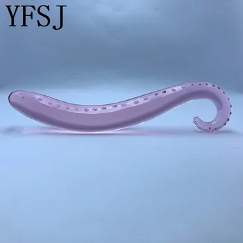 Hippocampus Shape G Shape Pyrex Glass Crystal Dildo with Spot Beads Fake Penis Anal Butt Plug Gay Masturbation Box Shipping 4