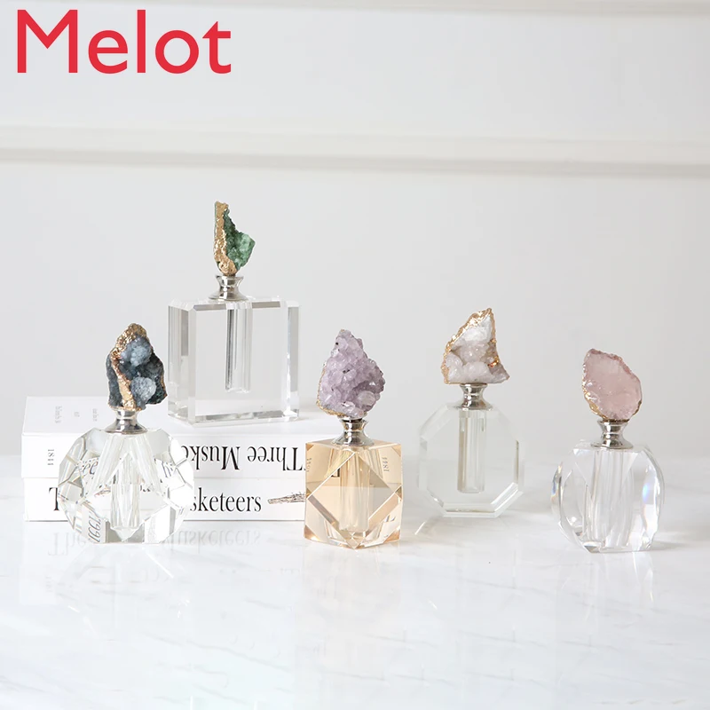 

Modern Light Luxury Agate Stone Perfume Bottle Crystal Decoration Living Room Bedroom Wine Cabinet Table Decoration Crafts