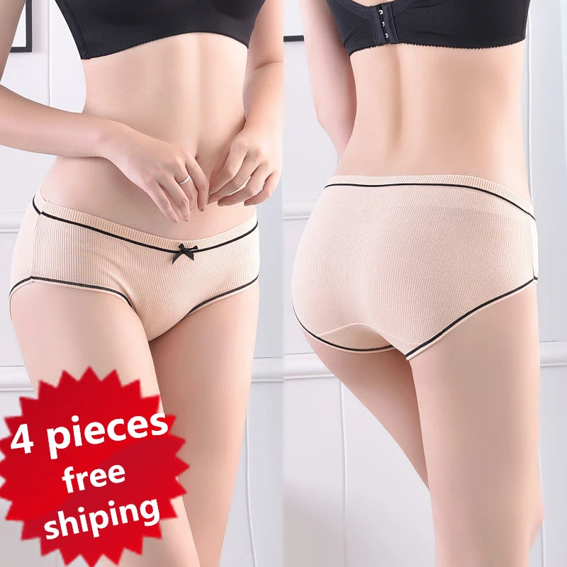 4 pieces panties women Sexy cotton 