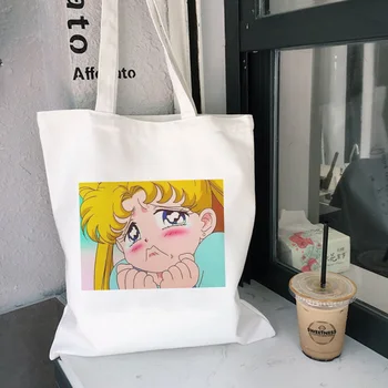 

Japanese Sailor Moon Funny Printing Kawaii Large Harajuku Large Capacity Shoulder Canvas Bags Ulzzang Casual Handbag Women Bag