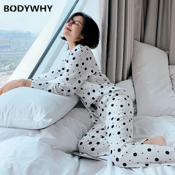 

2020 Spring and Autumn Cotton Ladies Pajamas Two-piece Long-sleeved Plus Size Cotton Yarn Home Clothes Girl