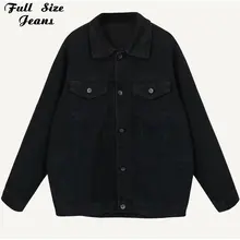 Плюс Размер бойфренд свободные черные джинсы Пальто 4XL 5XL более размер женская джинсовая куртка с длинным рукавом Корейская уличная Harajuku мама джинсы