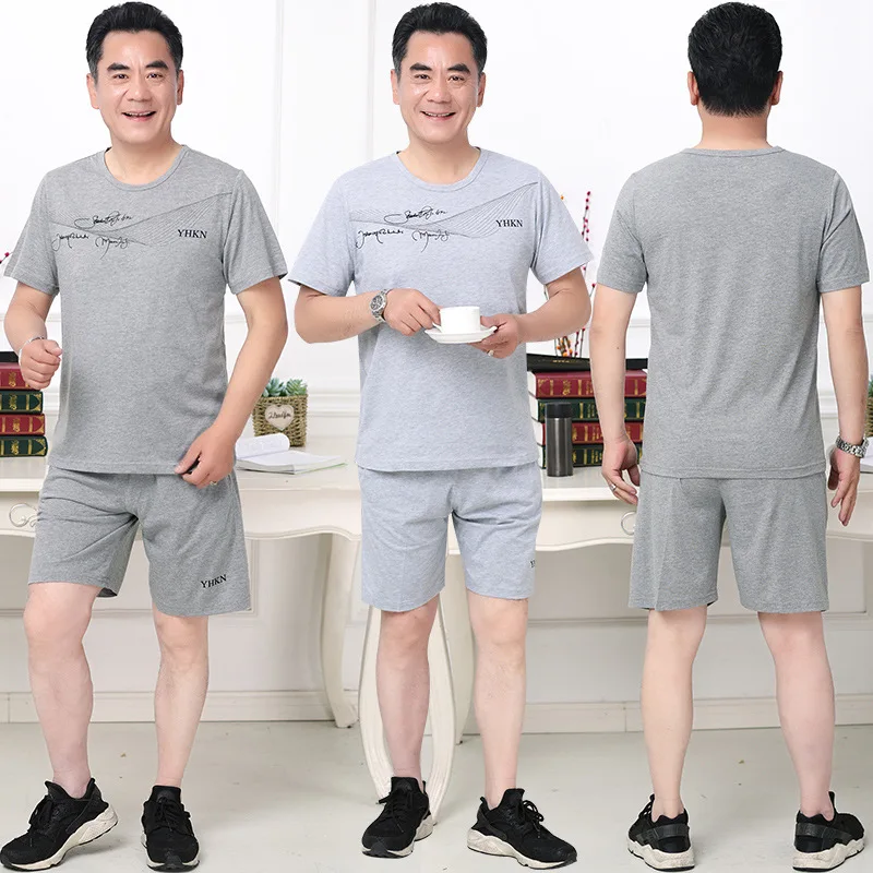 

2020 Summer New Style Middle-aged Men Loose-Fit Plus-sized Running Sports Clothing Set Men's