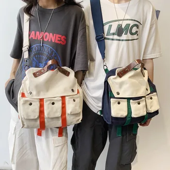 

Trend New Style Canvas Messenger Bag Mass Shoulder Handbag Multi-functional Sports Casual Mixed Colors Fashion Backpack