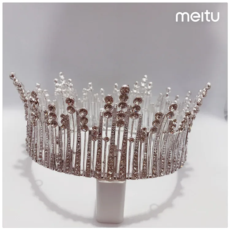 Головной убор невесты большая корона полный круг Юань Гуань свадьба корона круг Корона Европейский стиль ретро дворец Стразы