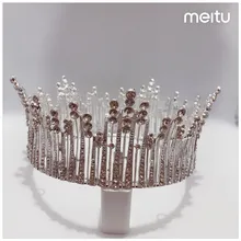 Головной убор невесты большая корона полный круг Юань Гуань свадьба корона круг Корона Европейский стиль ретро дворец Стразы