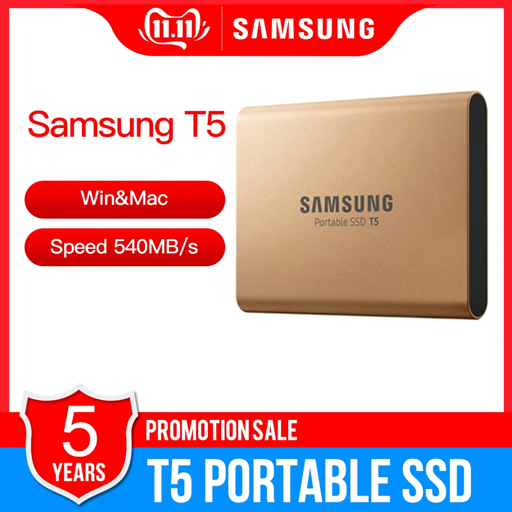Портативный SSD SAMSUNG T5 500 Гб USB3.1 Gen2 и обратная совместимость с ПК внешний