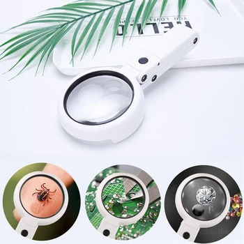 

Super Bright Stand Repair Home Authenticate 5/11X Magnifying Glass Simple Table Lamp Foldable Dual Use Non Slip Hand Held 8 LED