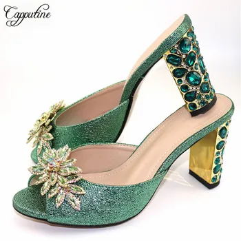 

High Quality Decoration With Rhinestone High Heels 9CM Shoes Italian Ladies's Party Dress Shoes Slipper Shoes For Christmas