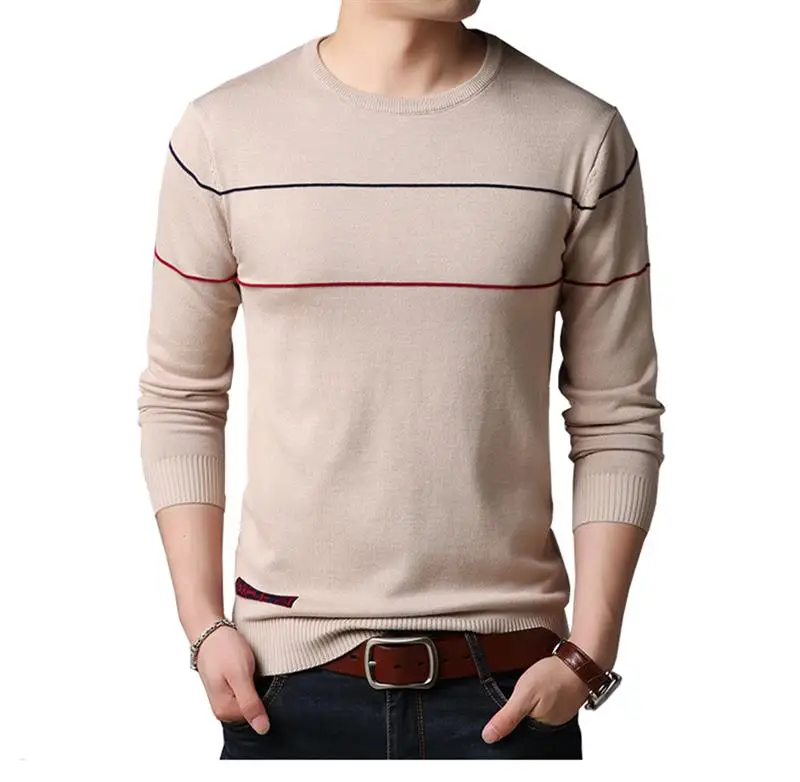 Men Autumn Sweater Striped Knitted Sweater High Quality Male Casual Slim Pullovers Long Sleeve O-Neck Men Sweater 2019 New Hot
