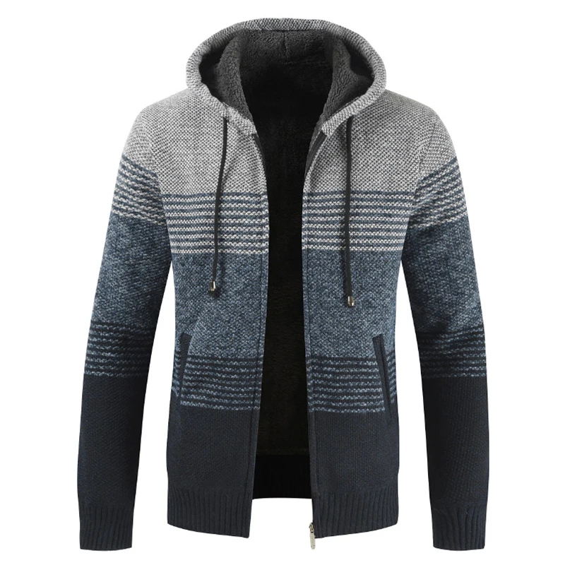 2020 Winter Sweater Coat Men Thick Warm Hooded Cardigan Jumpers Men Striped Wool Liner Zipper Fleece Coats Men 2020 Winter Sweater Coat Men Thick Warm Hooded Cardigan Jumpers Men Striped Wool Liner Zipper Fleece Coats Men