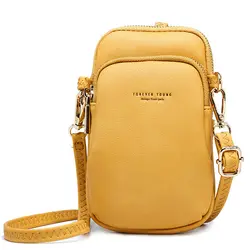 2019 маленькая сумка на ремне нагрудная женская желтая для пропуска или сотового телефона Карманный, из искусственной кожи женские сумки