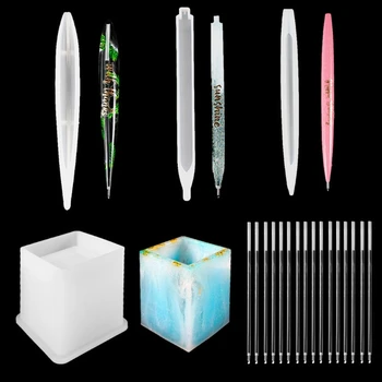 

19Pcs DIY Ballpoint Pen Silicone Epoxy Resin Casting Molds for DIY Pen Candle Pen Holder Pen Container Mold Art Crafts