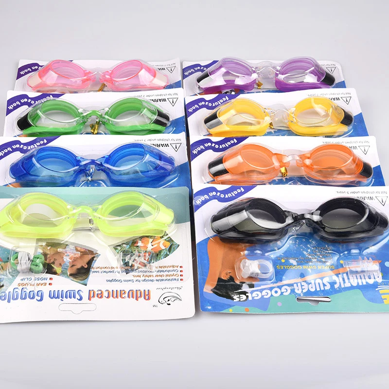 

Swimming Three-piece Adjustable Anti Fog Swimming Goggles Glasses Set Nose Clip Ear Plug Adult Kid Color Random Swim Eyewear Set