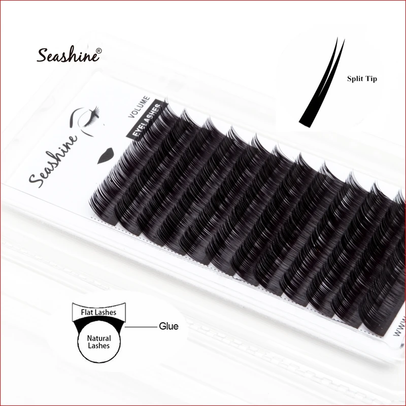 Seashine Eyelashes Makeup Flat Ellipse Split Tips Ellipse Shape Natural Light Faux Ellipse Eyelashes Dark Black Eyelash seashine flat ellipse eyelashes extensions 0 15 0 20 b c d split tips lashes natural light false eyelashes