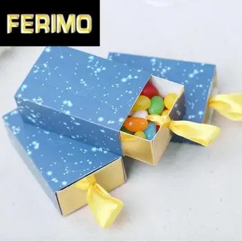 

12pcs Romantic Travel Theme Wedding Candy Box Starry Sky Candy Box Drawer Candy Box for Baby Shower decoration wedding souvenir