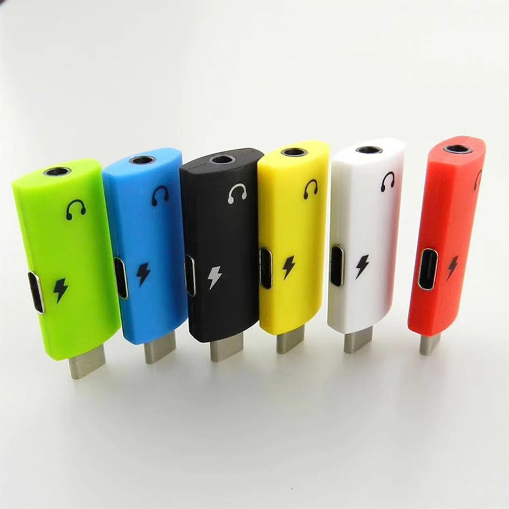 100pcs 2 in 1 Type c Audio Aux Earphone Charge Converter USB C to 3 5 mm Headphone Jack Adapter