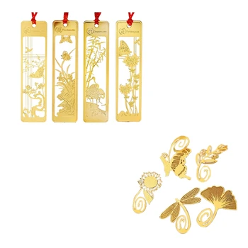 

Pack of 8 Cute Cartoon Art Metal Gold Bookmarks Bookmark Reading New Novelty & 4x Chinese Metal Bookmarks Set for Kids Women Gir
